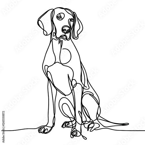 Weimaraner breed Dog Continuous one line drawing, inimalist vector illustration design on white background. Simple line modern graphic style. Hand drawn graphic concept