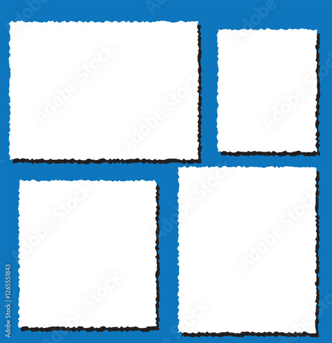 Set of torn paper sheet ripped strips. Torn notebook page or scrap note with damaged border. Sticky newspaper clip art. 1176