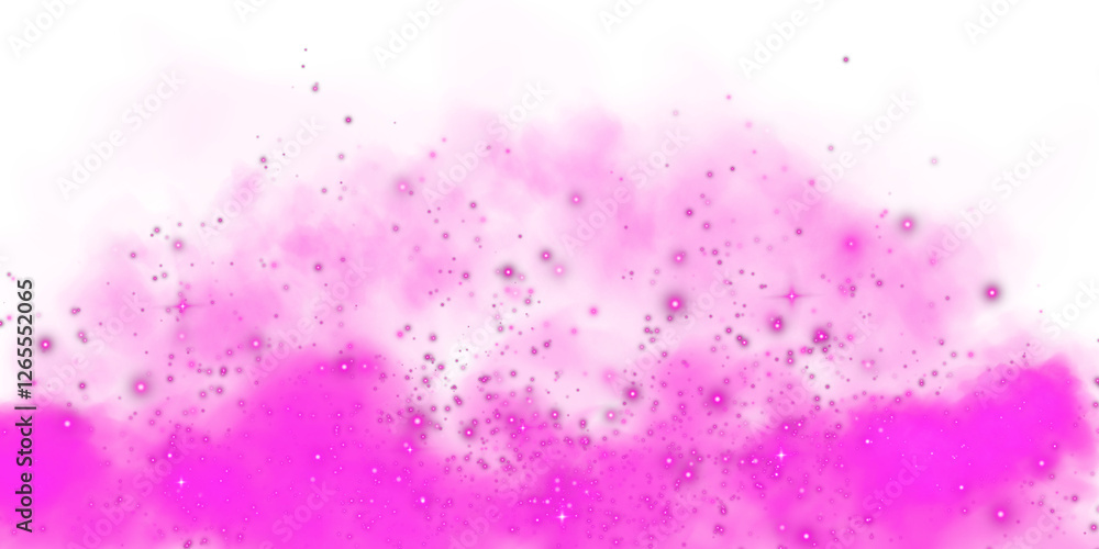 Obraz premium Fantastic pink smoke background. Magic pink smoke with glitter and small particles of twinkling stars. Fog with luminous particles. Pink vapor with stardust. Morning fog over land or water surface PNG