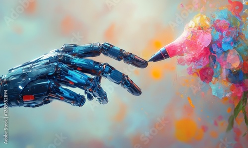 An artist passes on their pen to an AI, AI take pen form artist and becomes the new artist