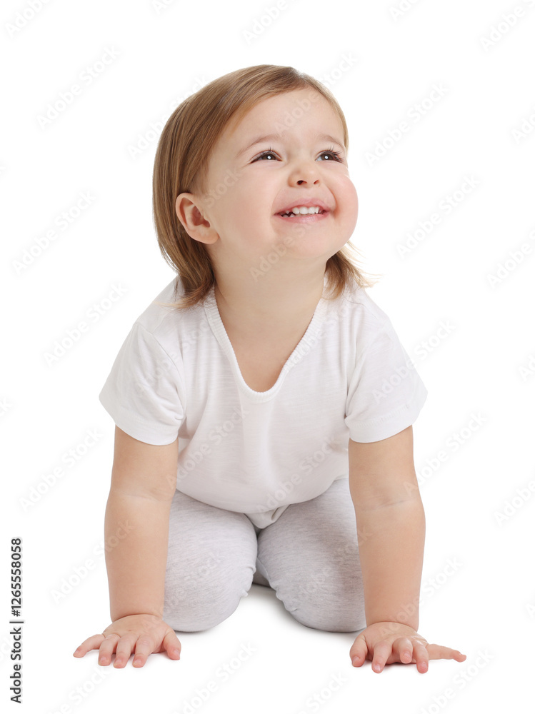 Cute little baby girl on white background Cute little baby girl on white background