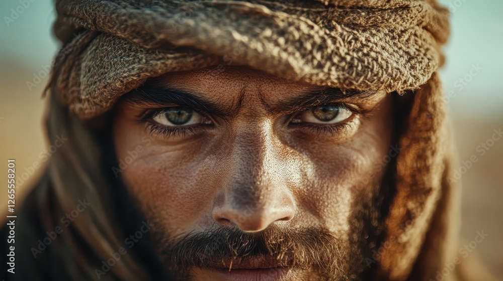 An intense-looking man with striking features and piercing eyes captivates the viewer, embodying strength and deep emotion in a beautifully composed portrait. An intense-looking man with striking features and piercing eyes captivates the viewer, embodying strength and deep emotion in a beautifully composed portrait.