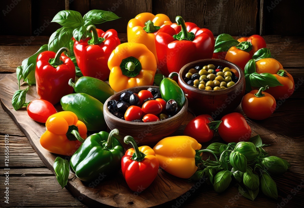 colorful textured arrangement dynamic food ingredients captivating presentation that stimulates senses, textures, fruits, vegetables, herbs, spices colorful textured arrangement dynamic food ingredients captivating presentation that stimulates senses, textures, fruits, vegetables, herbs, spices