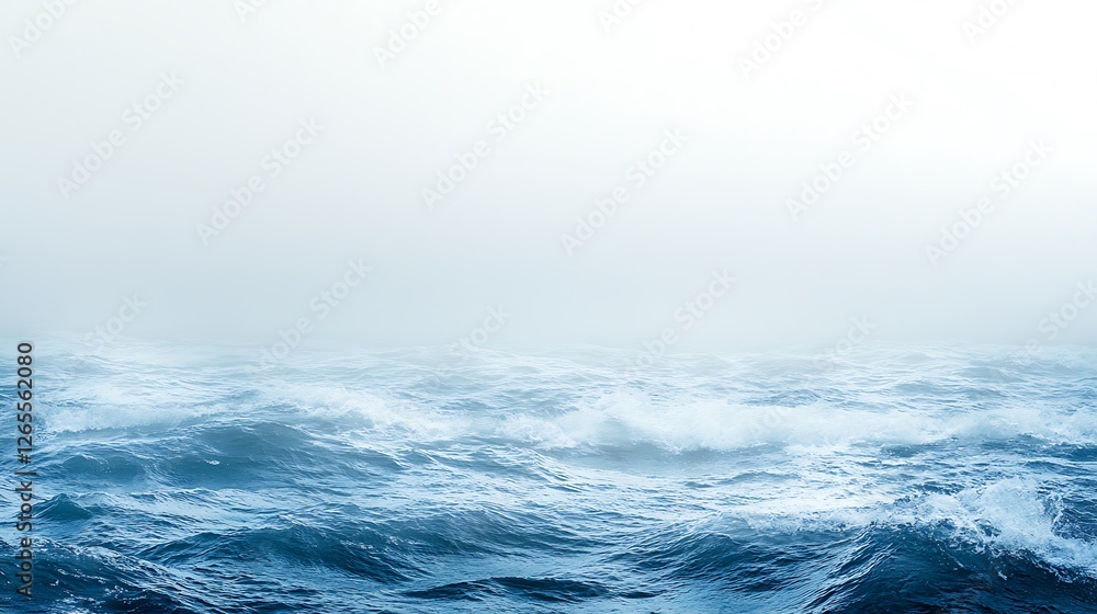 Fototapeta premium Misty Ocean Waves Rolling Under A Pale Sky