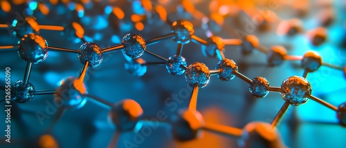 Abstract molecular grid with dynamic nanotechnology visualization