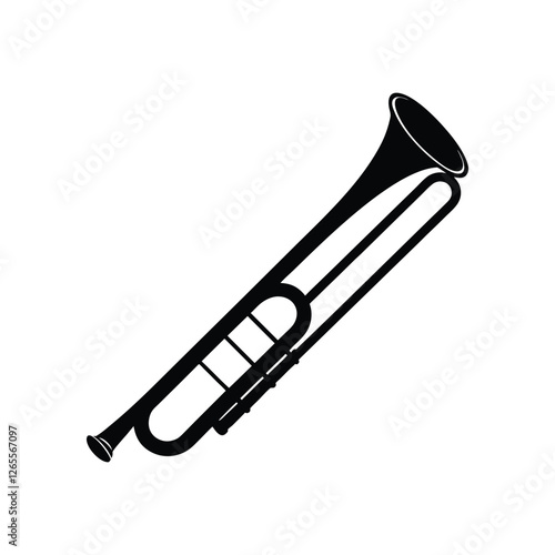 A silhouette trombone vector art illustration