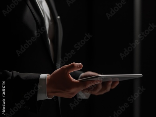 Close-up of hands, hand using phone, hand using tablet, business.ai_generated