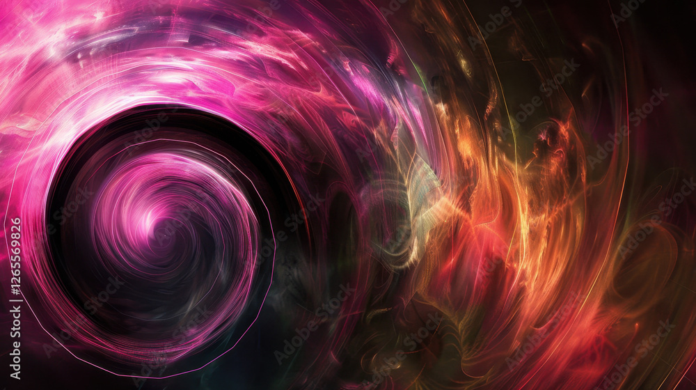 Obraz premium vibrant abstract swirl of pink and orange colors, creating sense of depth and movement, reminiscent of cosmic phenomena and energy
