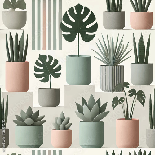 Potted Plants Design Decor in Vector photo