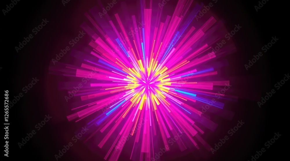 Obraz premium Vibrant Pink Neon Light Burst Abstract Background