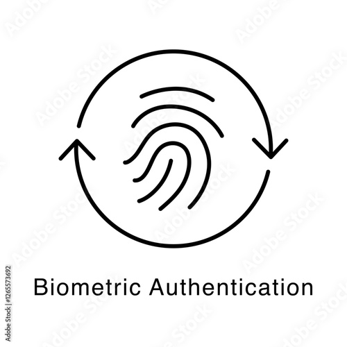 Biometric Authentication Icon – Secure Login via Fingerprint Recognition - Vector Editable Stroke Line Icon