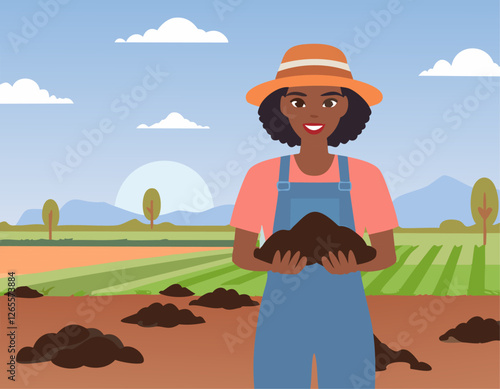 The fertile soil in the hands of a farmer is suitable for cultivation