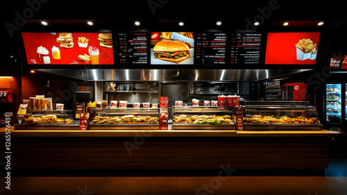 Modern fast food restaurant interior