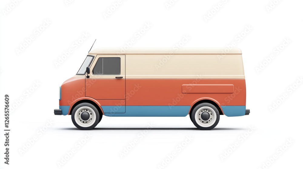 Retro delivery van, side view, white background, transport Retro delivery van, side view, white background, transport