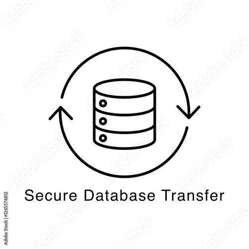 Secure Database Transfer Icon – Encrypted Data Management - Vector Editable Stroke Line Icon