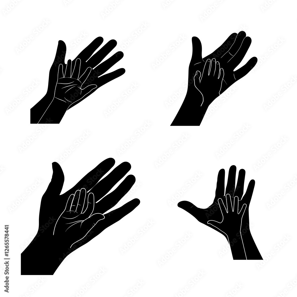 Fototapeta premium silhouette 4 icon hand