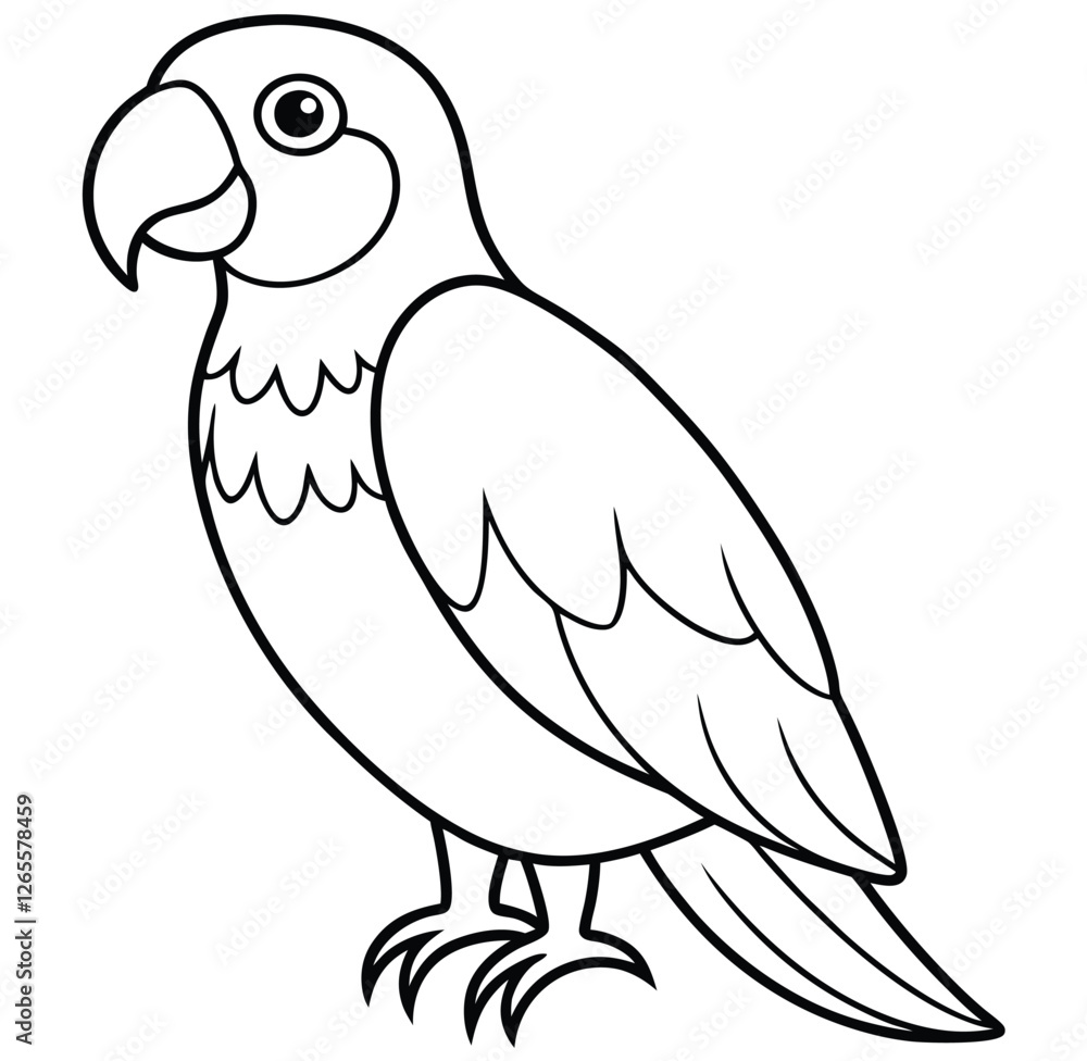 Cute cartoon parrot, a yellow tropical bird with vibrant feathers, perches on a nature branch vector illustration Cute cartoon parrot, a yellow tropical bird with vibrant feathers, perches on a nature branch vector illustration