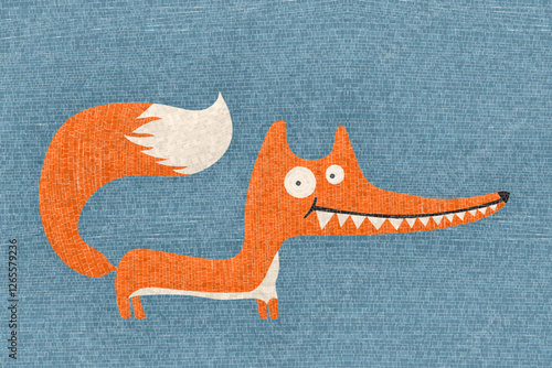 Little fox vector mosaic, graphic art