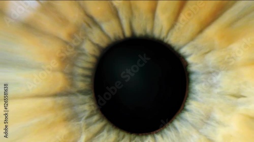 Extreme Close-Up of a Human Eye with Green-Yellow Iris and Fine Eyelashes