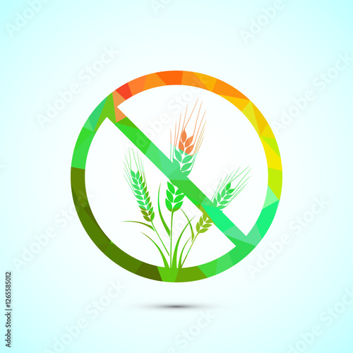 Gluten free icon design illustration, non gluten food sign for apps and websites, low poly style