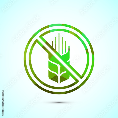 Gluten free icon design illustration, non gluten food sign for apps and websites, low poly style