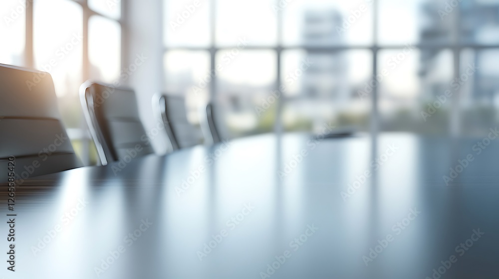 Modern office chairs around a large conference table Modern office chairs around a large conference table