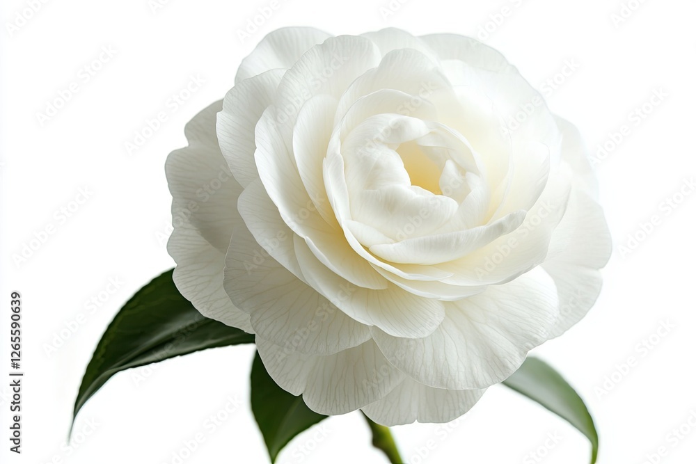 White camellia flower isolated on white background. close-up White camellia flower isolated on white background. close-up