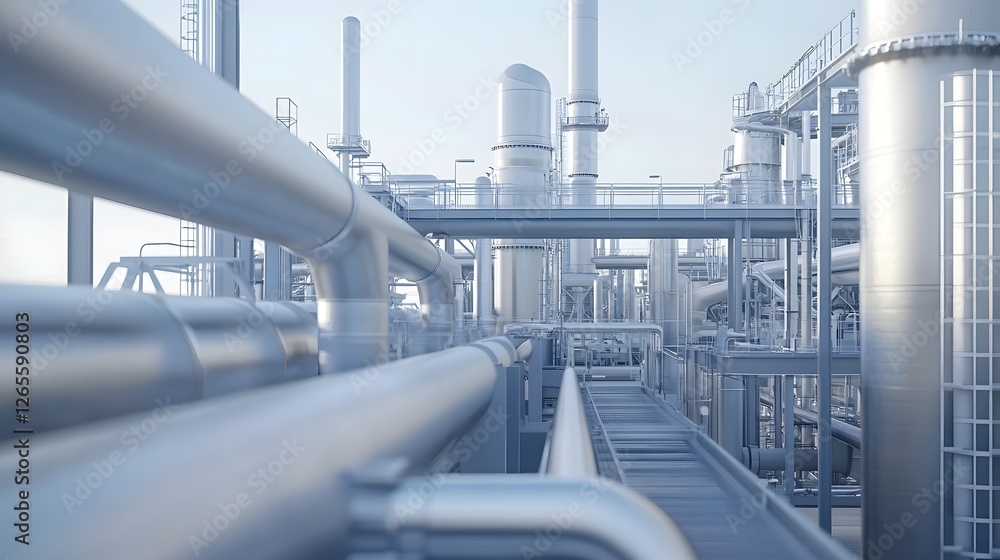 Obraz premium Industrial Facilities Capturing and Storing Carbon Dioxide Emissions for Sustainable Solutions