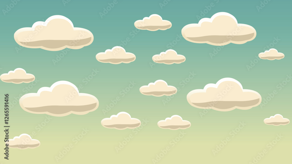 Vector Illustration of Clouds on a Blue Sky Background.. Vector Illustration of Clouds on a Blue Sky Background..
