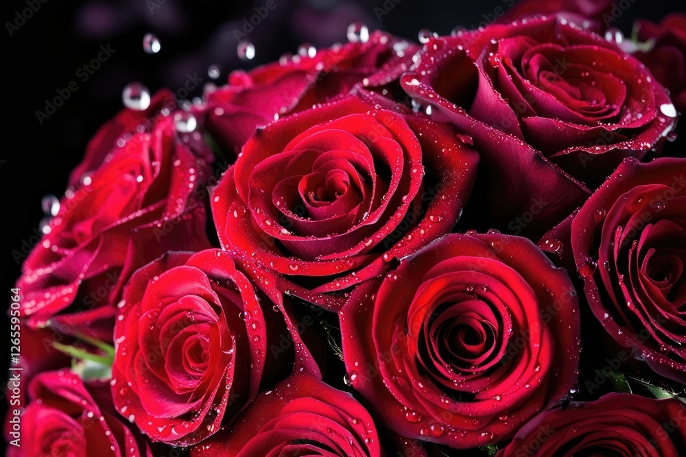 Obraz premium Crimson Elegance: Dew-Kissed Roses