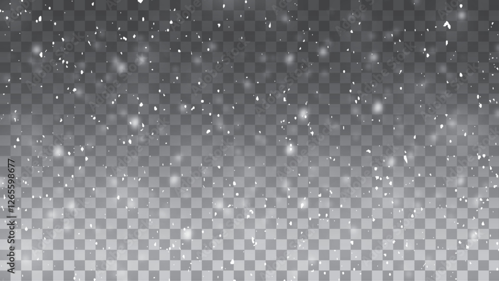 Snow and snowflakes on transparent background. Winter snowfall effect of falling white snow flakes and shining, New Year snowstorm or blizzard realistic backdrop. Snow and snowflakes on transparent background. Winter snowfall effect of falling white snow flakes and shining, New Year snowstorm or blizzard realistic backdrop.