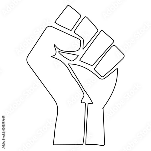 Dessin en ligne continue d'un poing levé, line art, vecteur