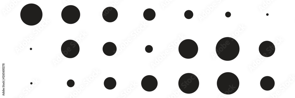 Set of halftone dots gradient pattern texture isolated on white background. Straight dotted spots using halftone circle dot raster texture. Vector blot half tone collection. Set of halftone dots gradient pattern texture isolated on white background. Straight dotted spots using halftone circle dot raster texture. Vector blot half tone collection.