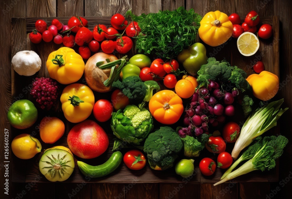 vibrant display colorful fresh vegetables fruits lively arrangement rich textures, assortment, attractive, backdrop, beautiful, bright, contrast, cuisine vibrant display colorful fresh vegetables fruits lively arrangement rich textures, assortment, attractive, backdrop, beautiful, bright, contrast, cuisine