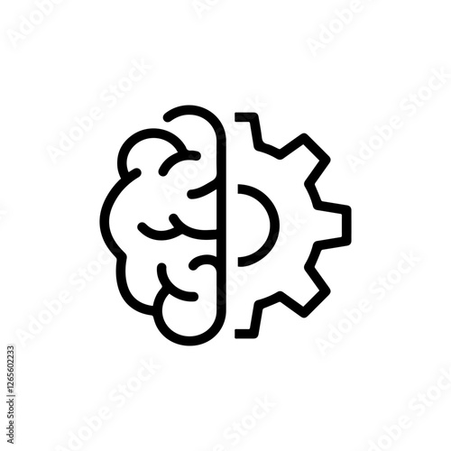 Brain and Gear Icon for Artificial Intelligence Vector