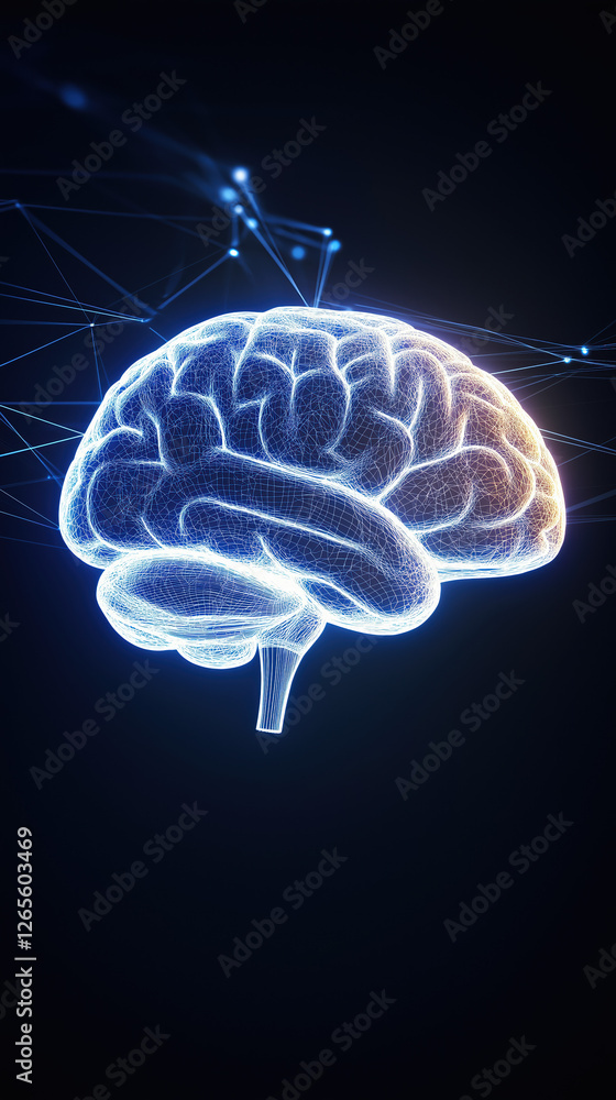 Abstract Glowing Human Brain Concept, Soft Light Radiating From Within, Subtle Gradients Of Light Blue, Floating In Dark Space, Modern And Sleek Design Abstract Glowing Human Brain Concept, Soft Light Radiating From Within, Subtle Gradients Of Light Blue, Floating In Dark Space, Modern And Sleek Design