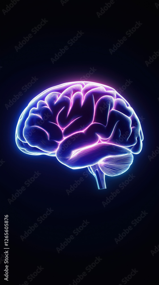 Abstract Glowing Human Brain Concept, Soft Light Radiating From Within, Subtle Gradients Of Light Blue, Floating In Dark Space, Modern And Sleek Design Abstract Glowing Human Brain Concept, Soft Light Radiating From Within, Subtle Gradients Of Light Blue, Floating In Dark Space, Modern And Sleek Design