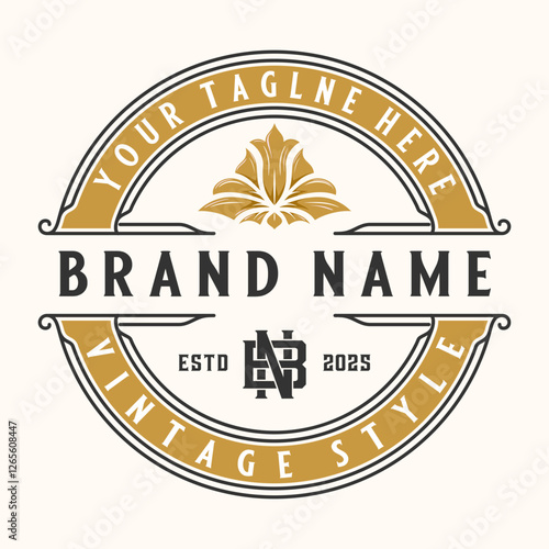 luxury Circle logo vintage. banner, stamp  vector design