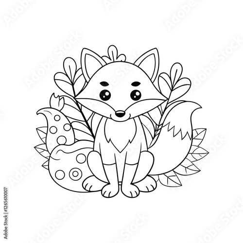 cunning fox sitting in the forest clip art