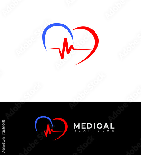Medical Heart Logo Design Cardiology, Healthcare, Heartbeat, Pulse