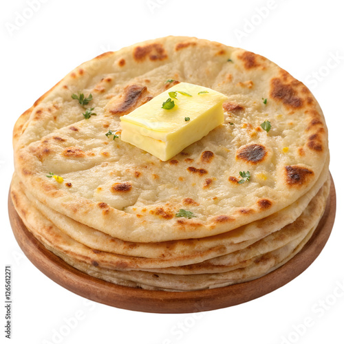 Soft, fluffy aloo paratha with butter