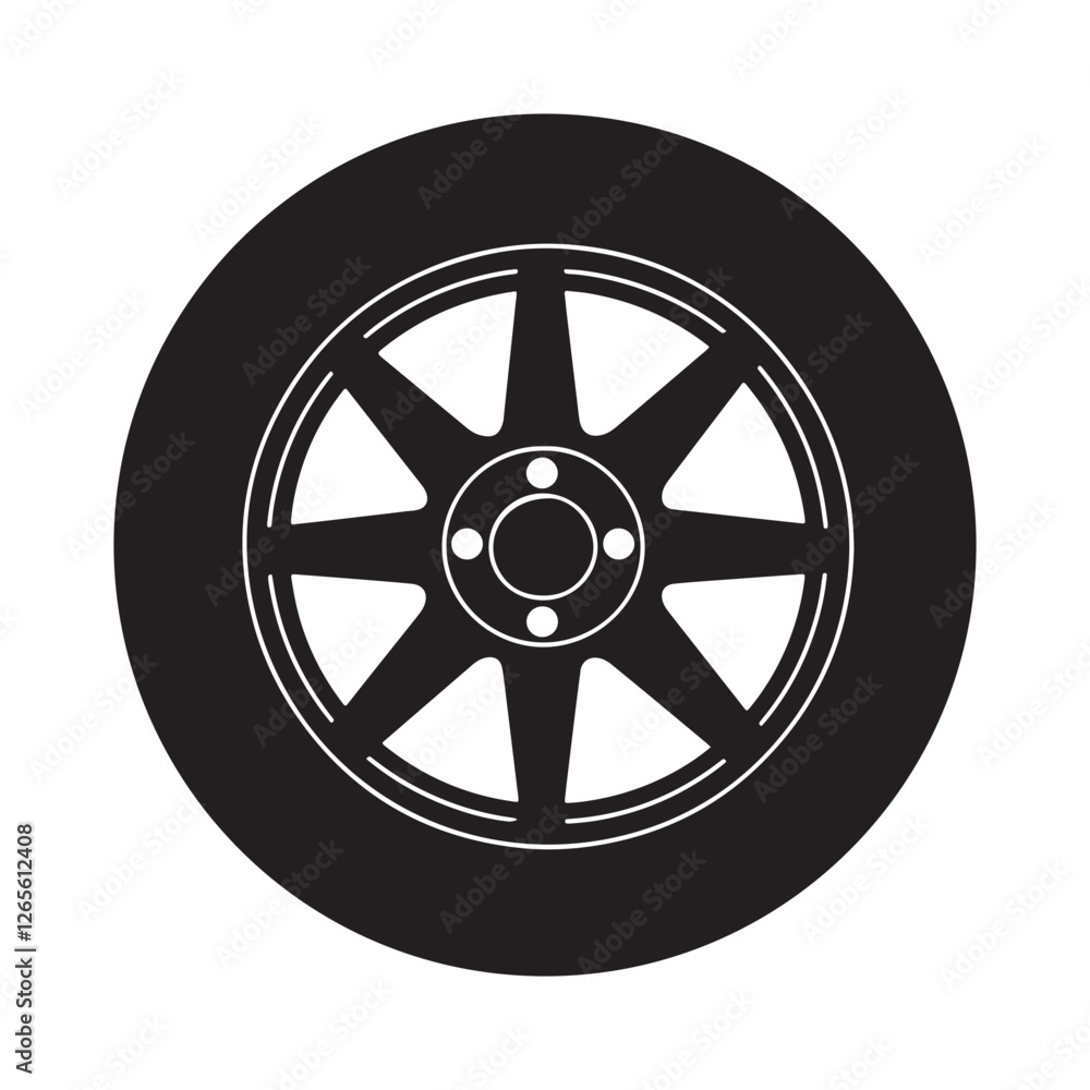Fototapeta premium Tire wheel silhouette vector illustration