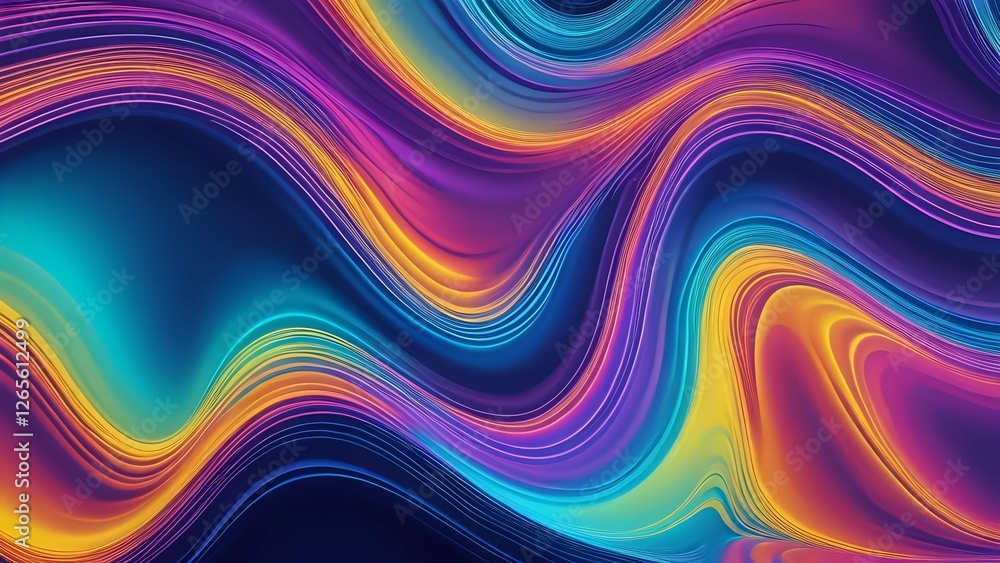 Obraz premium Vibrant abstract background with swirling, multicolored waves. Perfect for modern designs, presentations, and digital art projects.