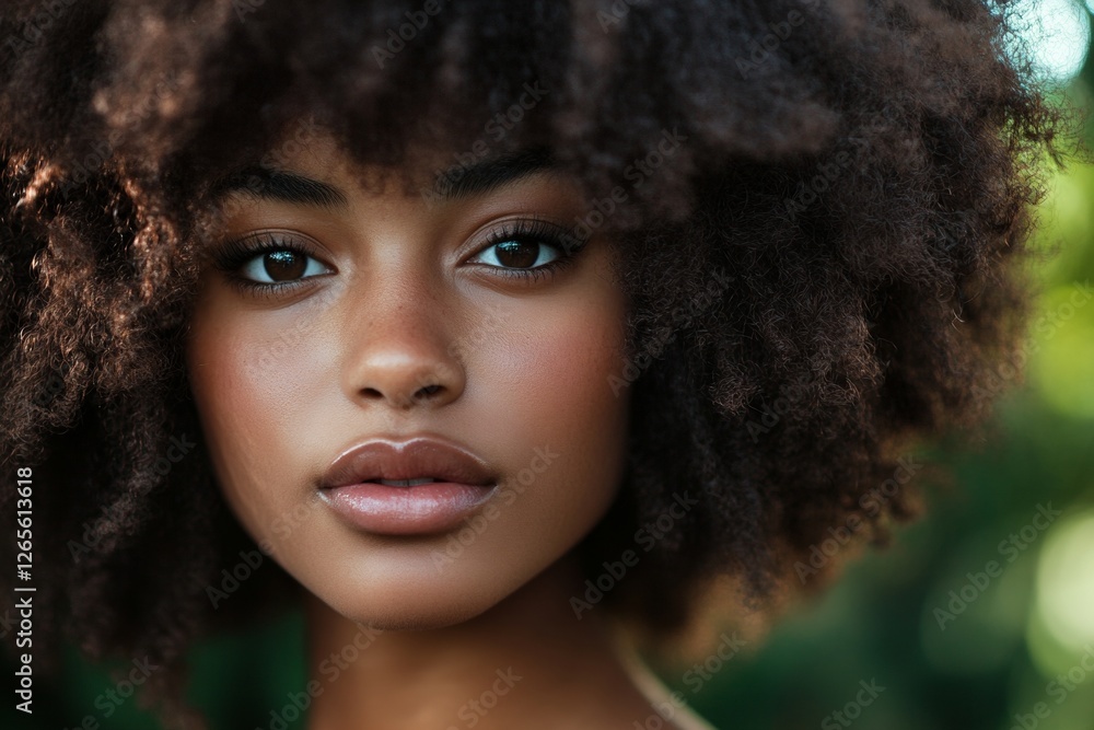 Fototapeta premium Portrait of young african female with natural hair