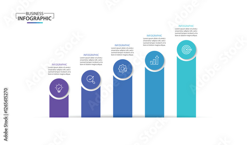 infographic template 5 step for business direction, marketing strategy, diagram, data, growth