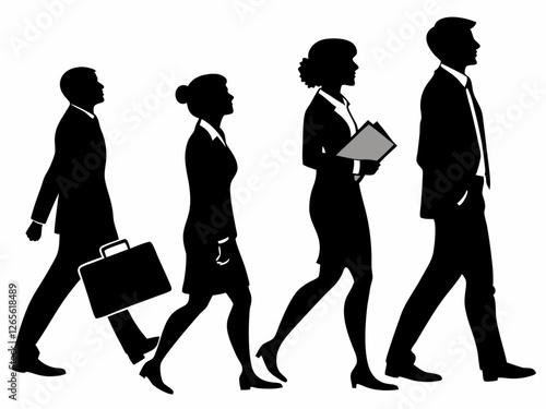 Silhouette of Business Professionals Walking Together