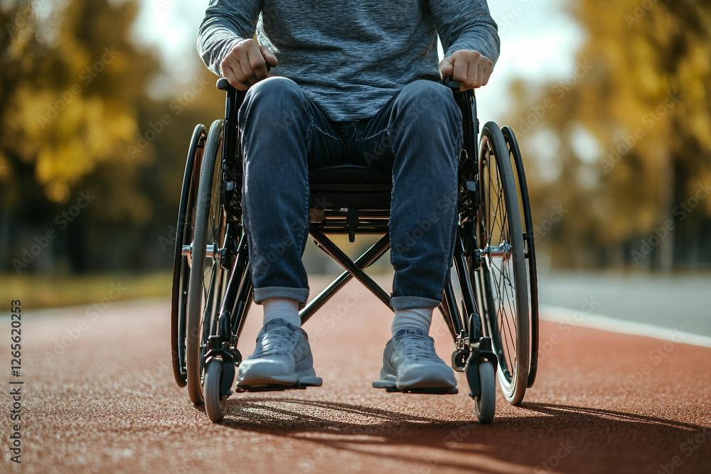 Obraz premium Disabled athlete in wheelchair created with generative AI