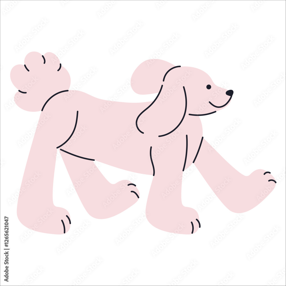 Hand drawn cute fluffy dog. Modern isolated vector illustration. Hand drawn cute fluffy dog. Modern isolated vector illustration.
