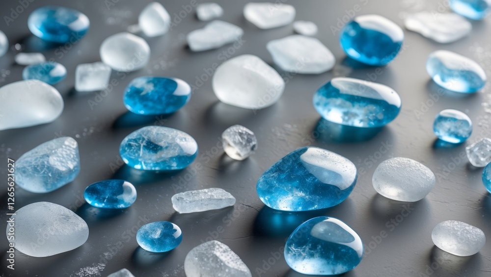 A Collection Of Blue And White Ice Pebbles A Collection Of Blue And White Ice Pebbles