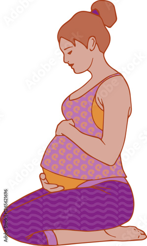 Illustration de yoga féminin et prénatal